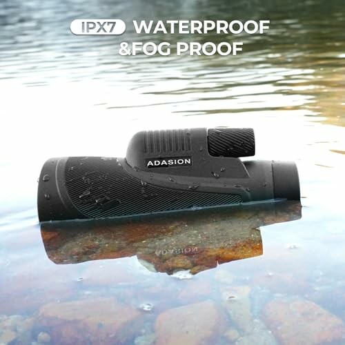 Waterproof and fog proof monocular partially submerged in water